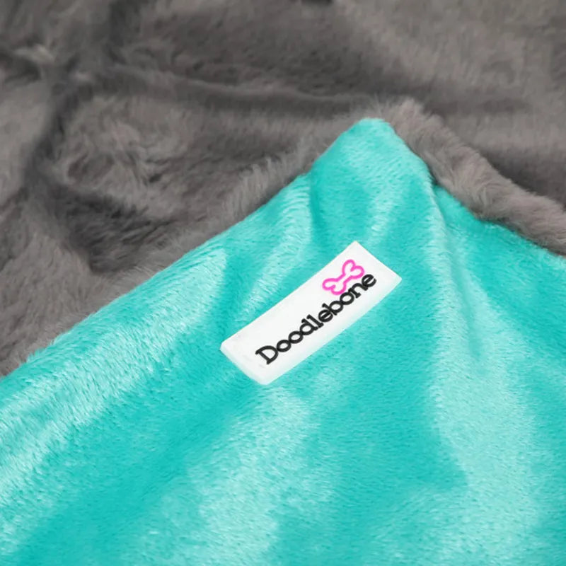 Doodlebone Faux Fur Blanket - Slate/Teal