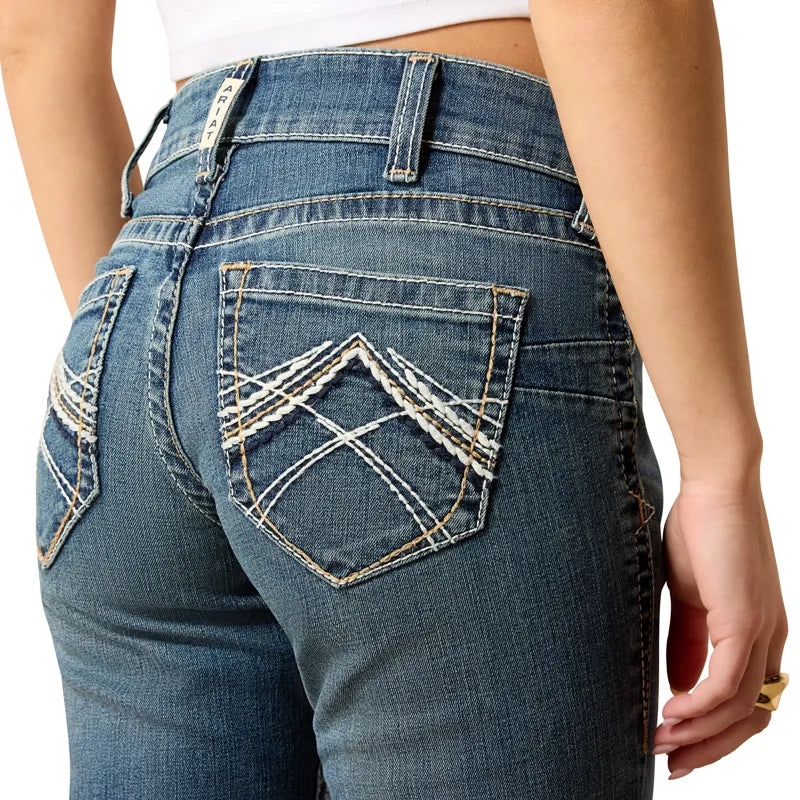 Ariat Ladies Mid Rise Whipstitch Boot Cut Jeans - Rainstorm