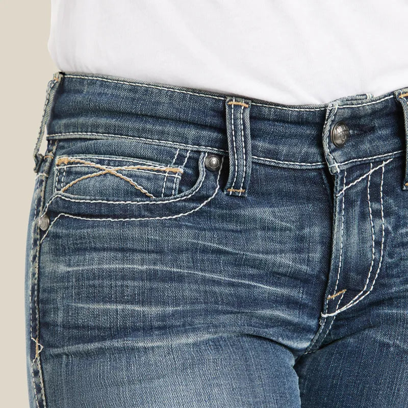 Ariat Ladies Mid Rise Whipstitch Boot Cut Jeans - Rainstorm