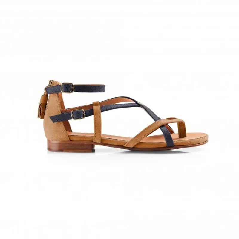 Fairfax and Favor Ladies The Brancaster Sandal - Navy/Tan