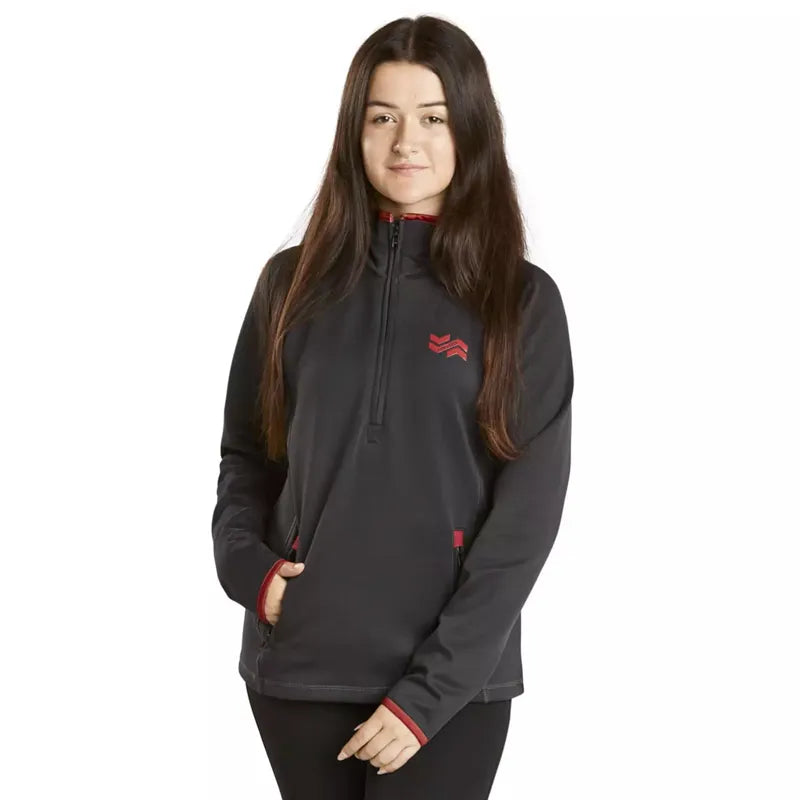 Firefoot Ladies Half Zip Top - Grey/Merlot