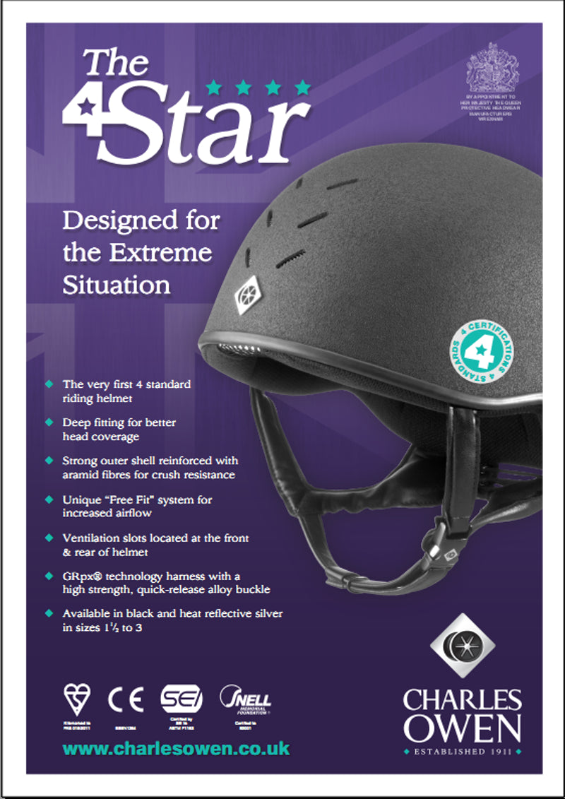 Charles Owen 4 Star Jockey Skull - Black