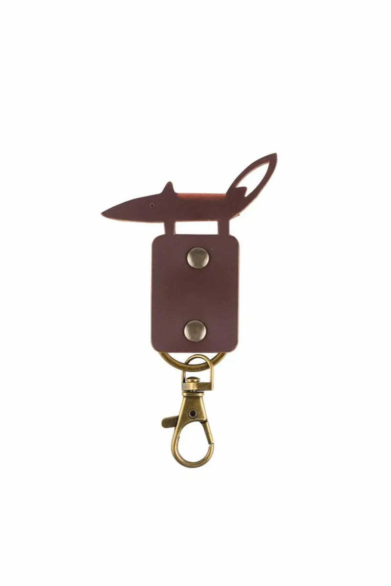 Recylced Leather Fox Keyring