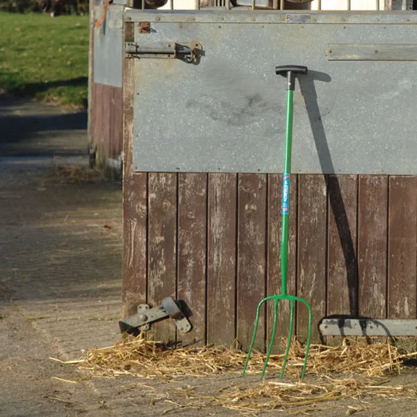 Fyna-Lite 5 Prong Manure Fork - T Handle - Green