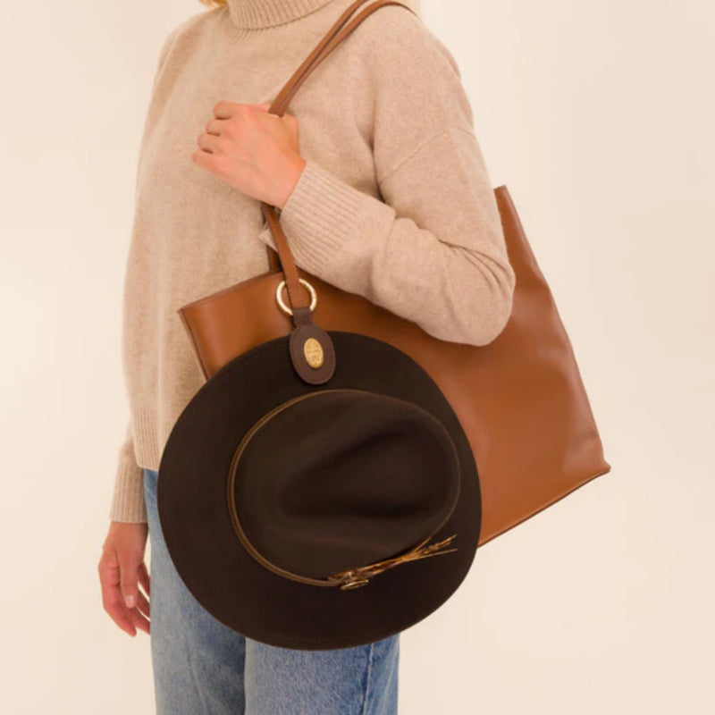 Hicks and Brown Leather Hatclip - Brown