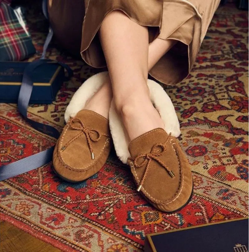Fairfax and Favor Ladies Henley Shearling Lined Slipper - Tan