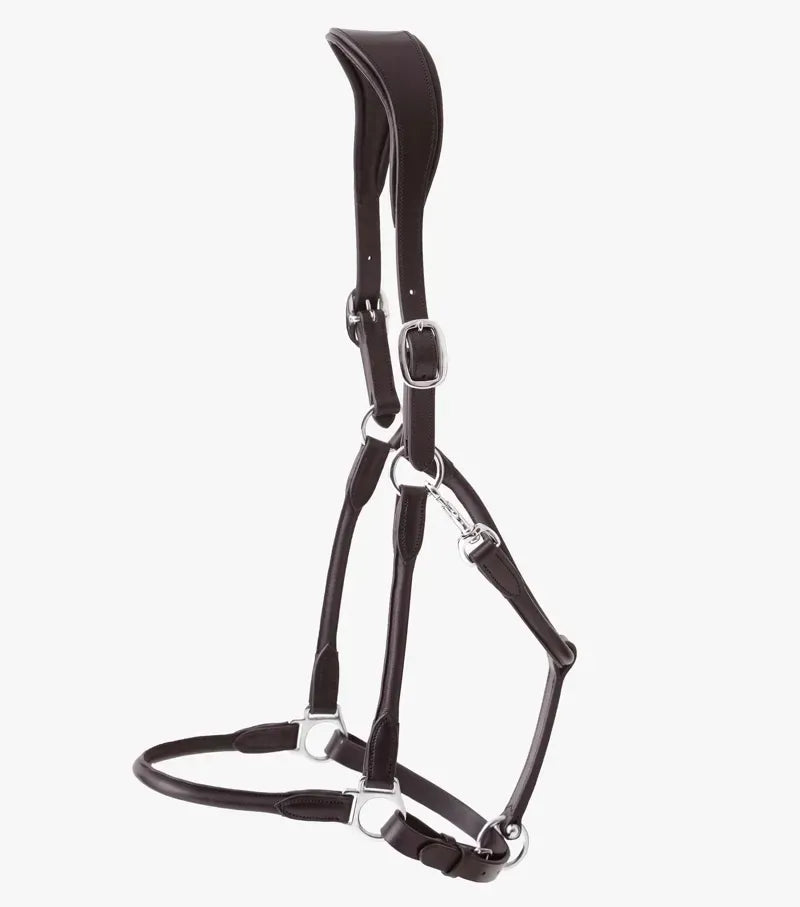 Premier Equine Hennaroso Rolled Anatomic Leather Head Collar - Brown