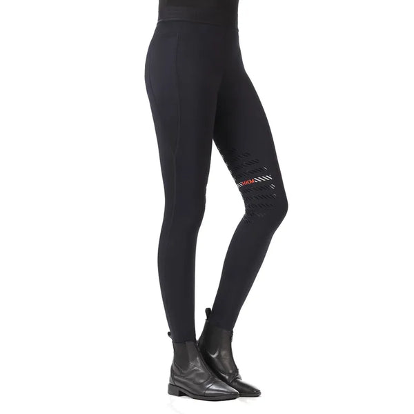 HKM Ladies Sports Knee Patch Riding Leggings - Black