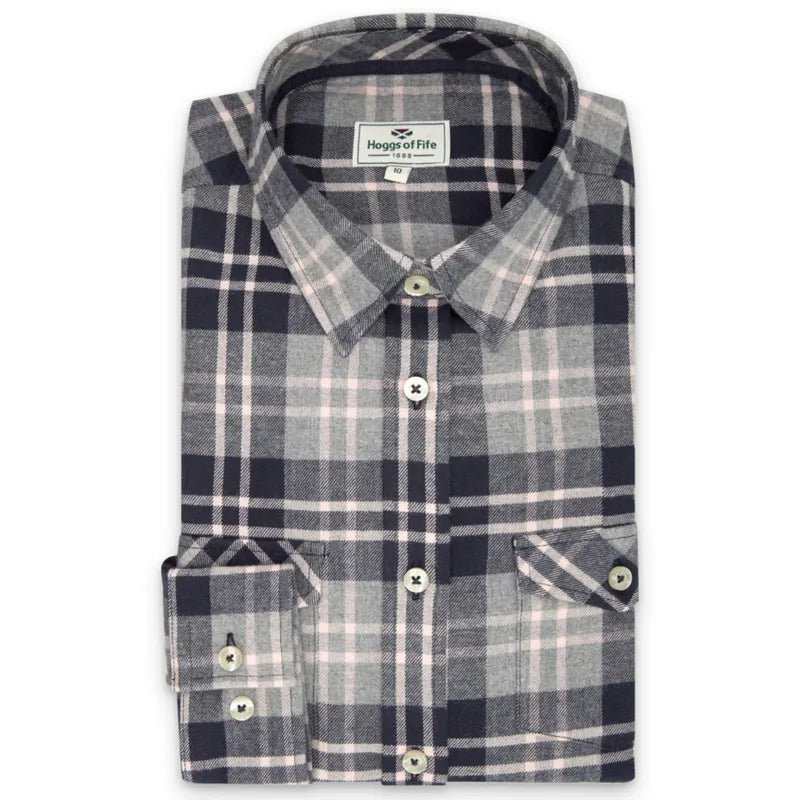 Hoggs of Fife Ladies Eilidh Flannel Shirt - Marled Navy