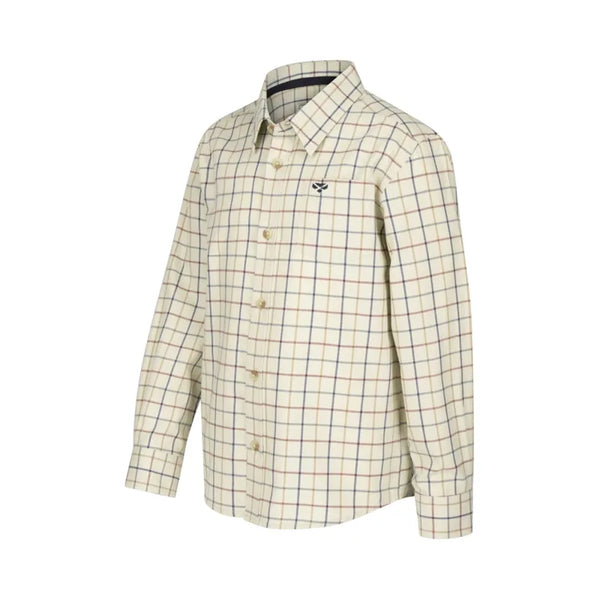 Hoggs of Fife Junior Ambassador Premier Tattersall Shirt - Ivory/Navy