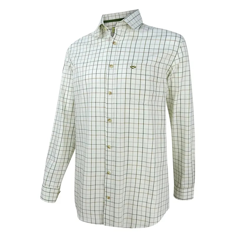 Hoggs of Fife Mens Balmoral Luxury Tattersall Shirt - Green/Brown