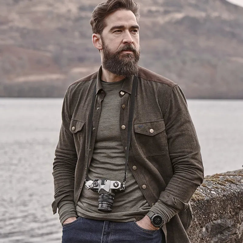 Hoggs of Fife Mens Dunvegan Flannel Shirt - Loden