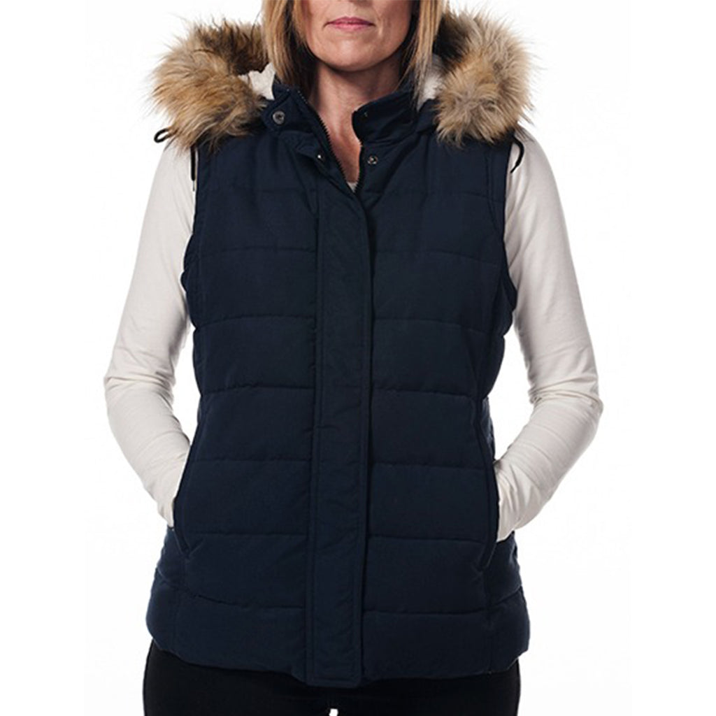 Hunter Outdoor Fur Trim Ladies Gilet - Navy