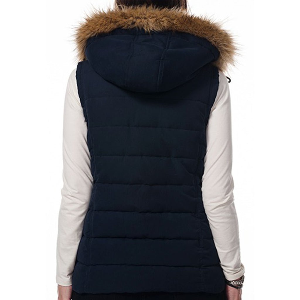 Hunter Outdoor Fur Trim Ladies Gilet - Navy