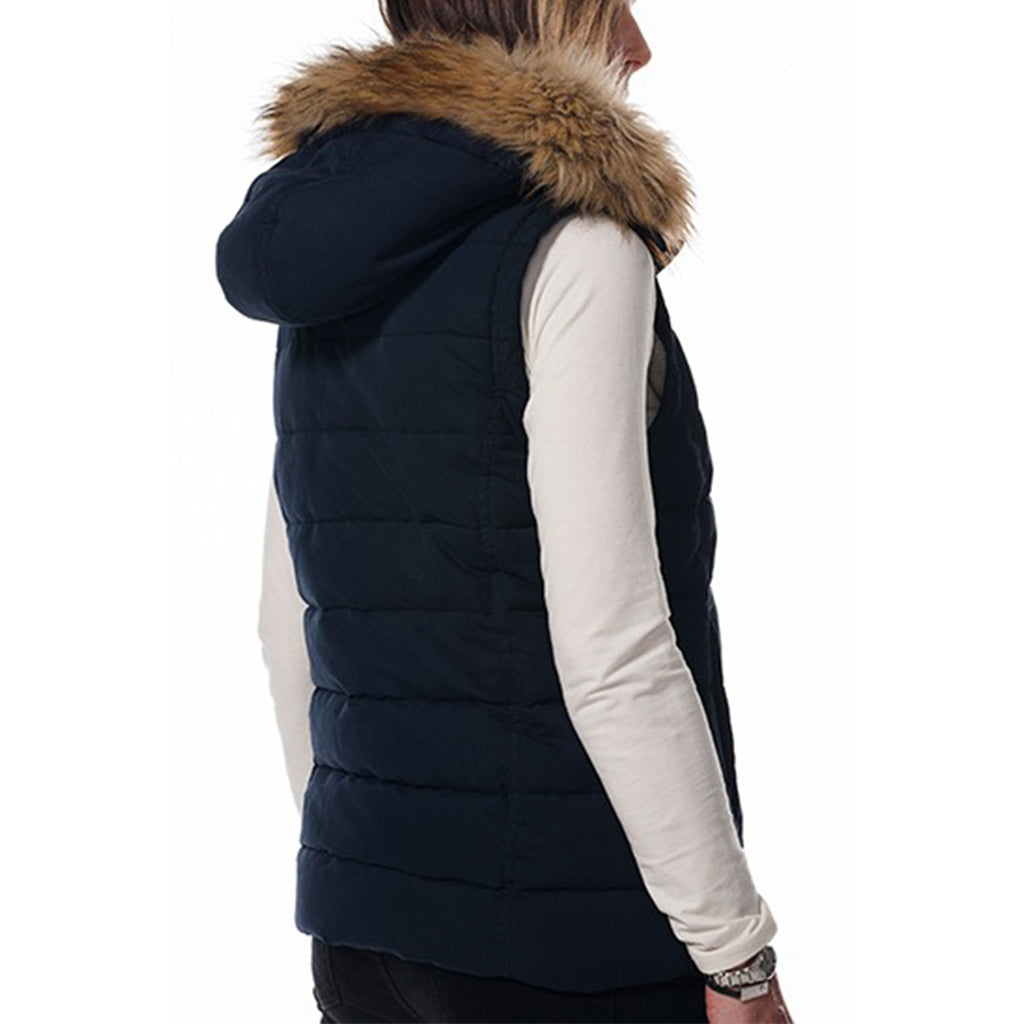 Hunter Outdoor Fur Trim Ladies Gilet - Navy
