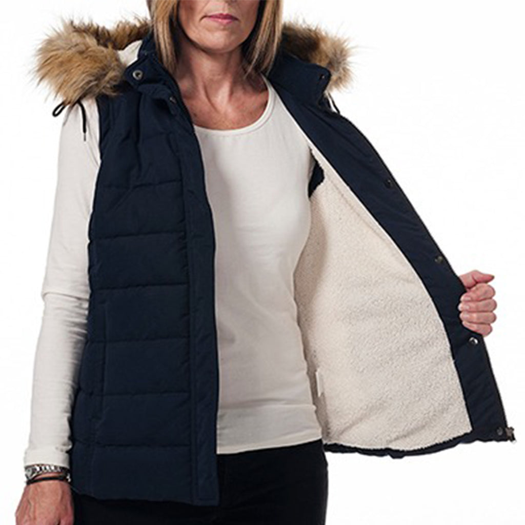 Hunter Outdoor Fur Trim Ladies Gilet - Navy