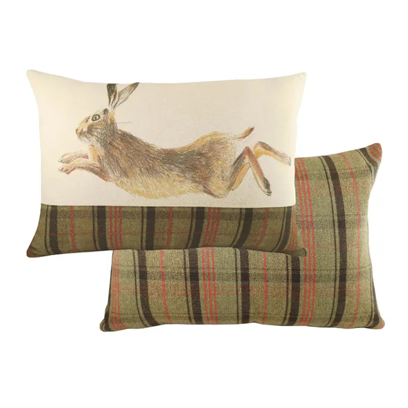 Evans Lichfield Hunter Leaping Hare Rectangular Cushion - Sand