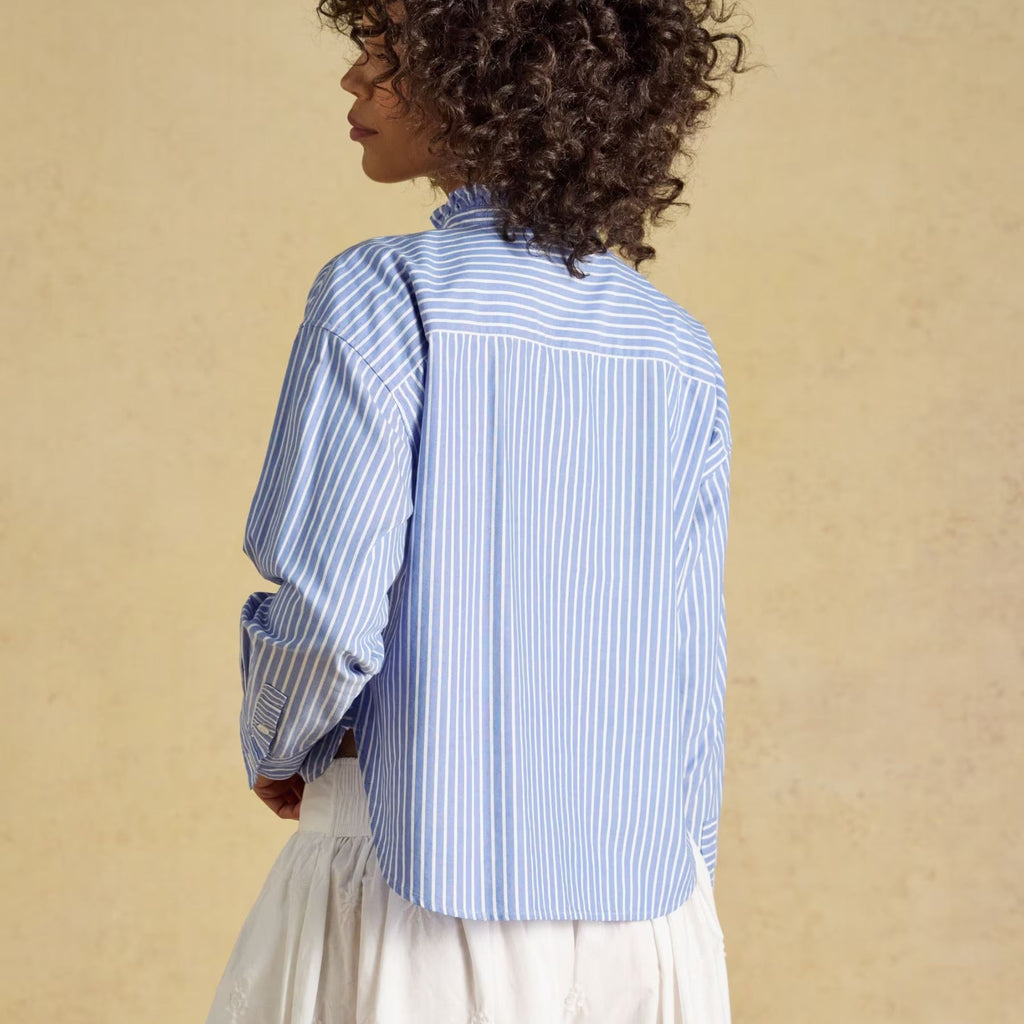 Joules Ladies Cropped Oxford Shirt - Blue