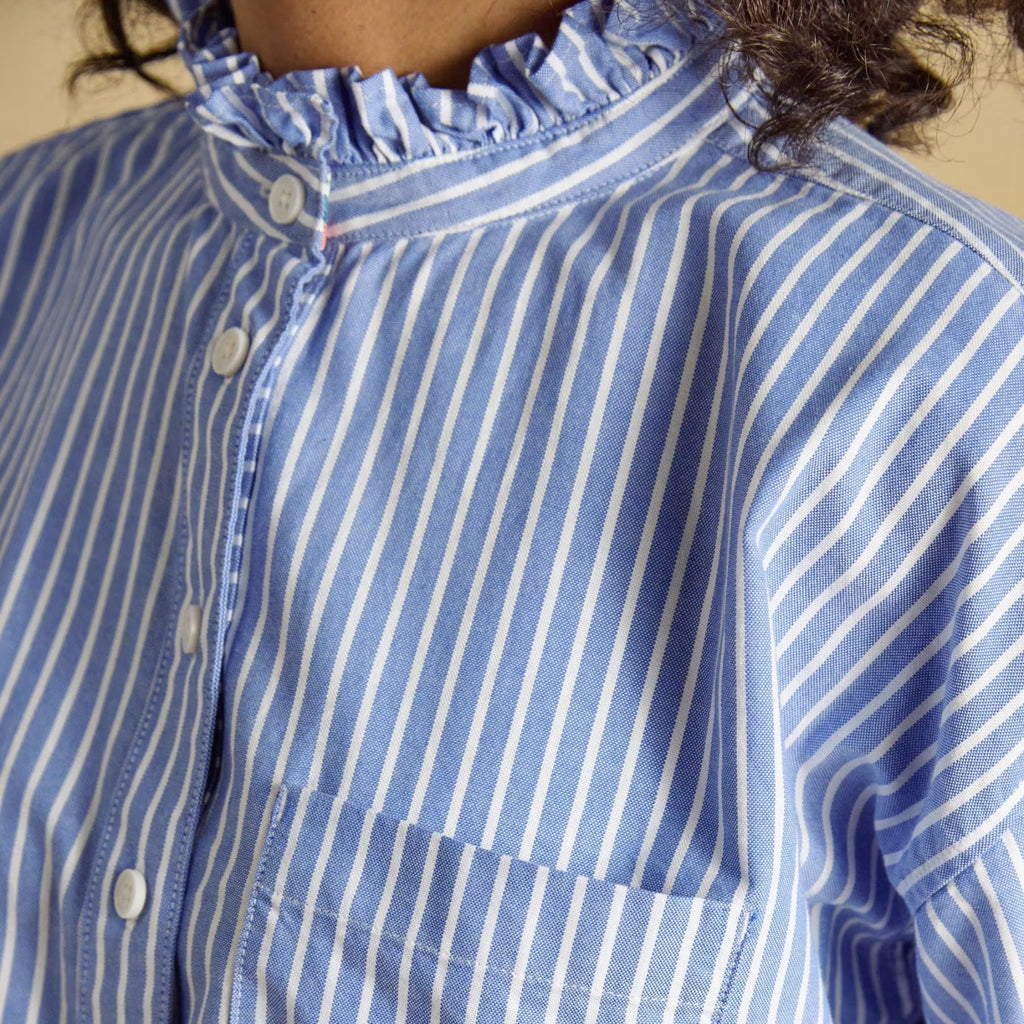 Joules Ladies Cropped Oxford Shirt - Blue