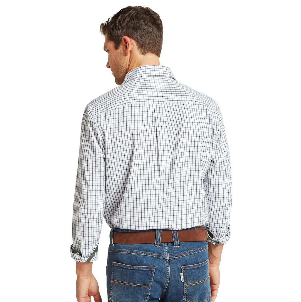 Schoffel Mens Milton Tailored Shirt - Blueberry/Dark Khaki Green