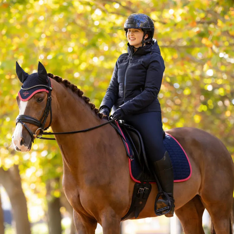 LeMieux Suede Dressage Square - Navy/Cranberry