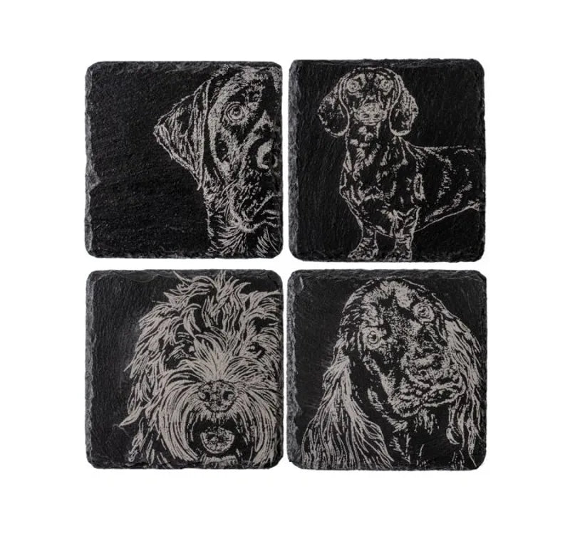 Selbrae House Slate Coasters - Dogs