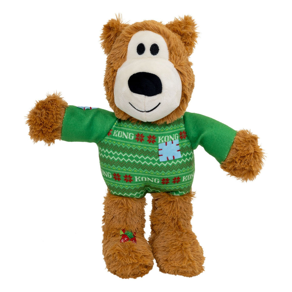 Kong Holiday Wild Knots Sweater Bear Dog Toy - Green