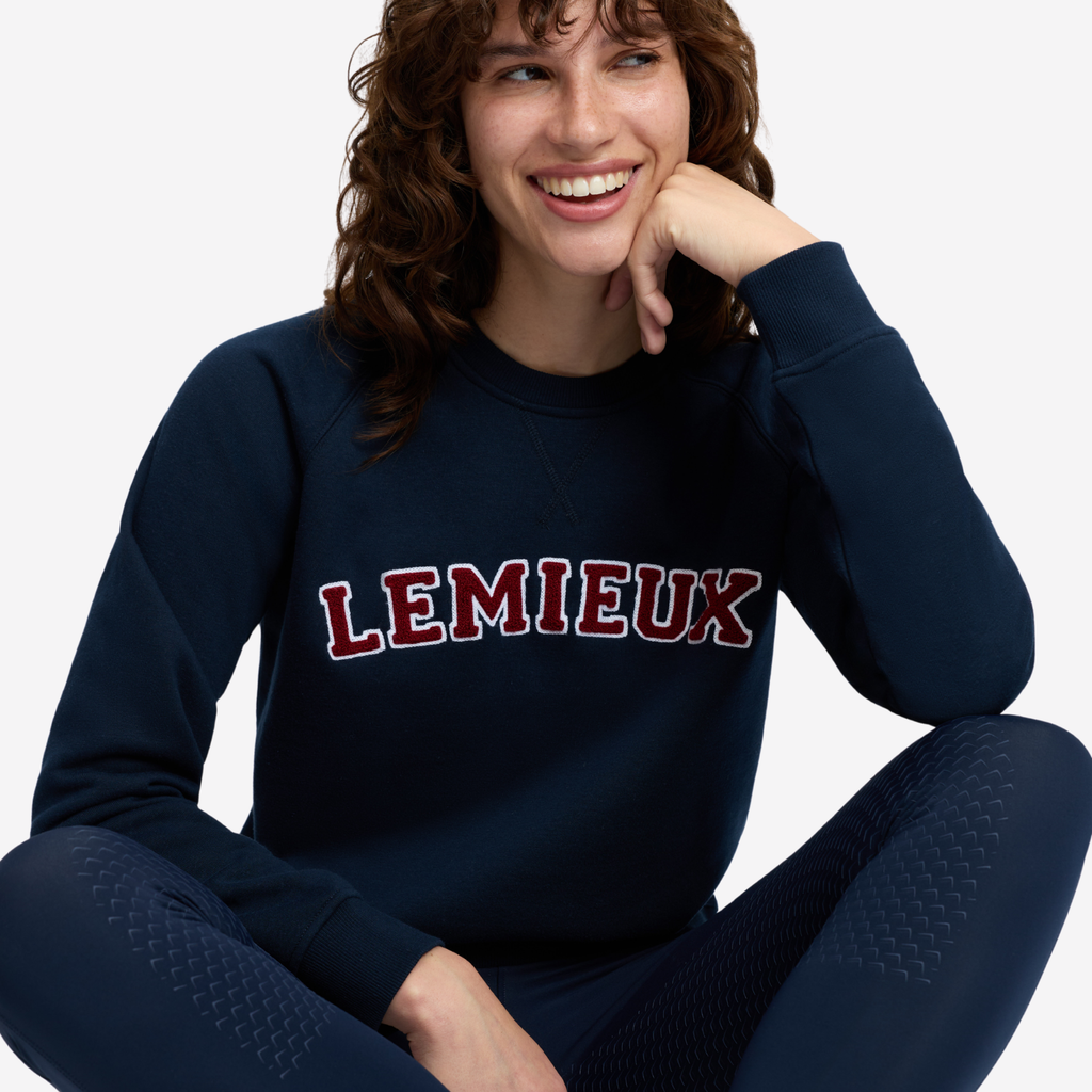 LeMieux Ladies Vida Varsity Crew Neck Sweat - Navy
