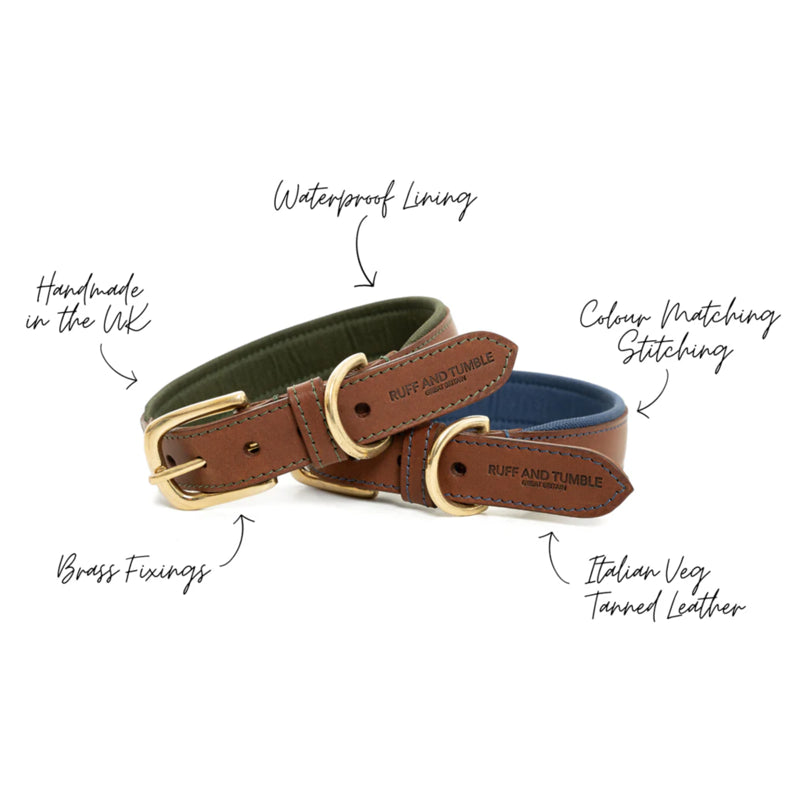 Ruff and Tumble Morston Leather Dog Collar - Olive