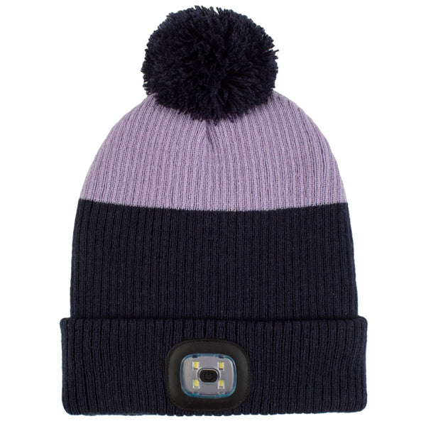 Ladies Mull LED Waterproof Hat - Navy/Lilac