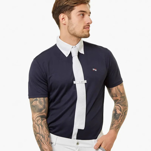 Premier Equine Antonio Mens Short Sleeved Show Shirt - Navy