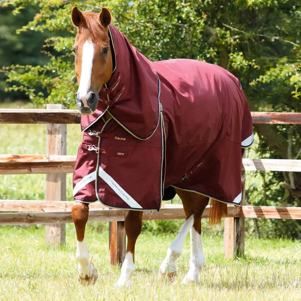 Premier Equine Buster Zero Turnout Rug with Classic Neck Cover - Burgundy