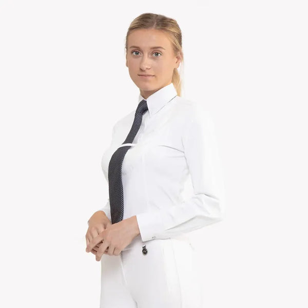 Premier Equine Tessa Ladies Long Sleeved Tie Shirt - White