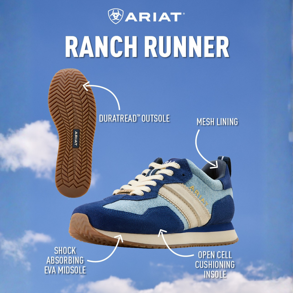 Ariat Ladies Ranch Runner Trainer - Light Denim/Blue Depths