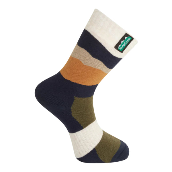 Ridgeline Merino Wool Field Socks Mid Length - Navy Stripes