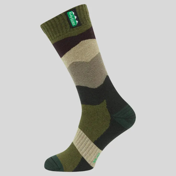 Ridgeline Merino Wool Field Socks Mid Length - Olive Stripes