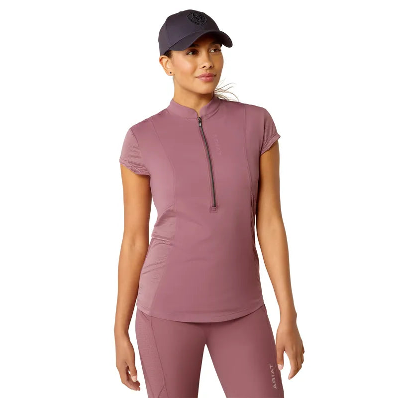 Ariat Ladies Breathe 1/2 Zip Cap Sleeve Baselayer - Tulipwood