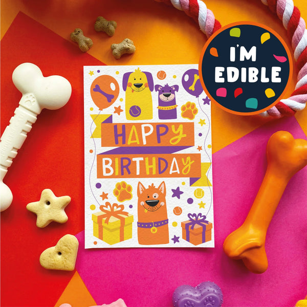 Scoff Paper Orange Happy Birthday Edible Card