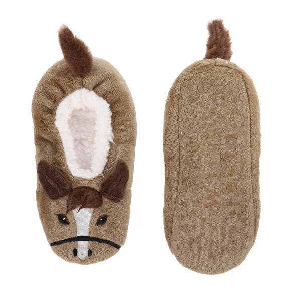 Wild Feet Kids Fluffy Footsie Slipper - Horse