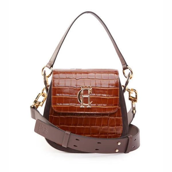 Holland Cooper Chelsea Saddle Bag - Tan Croc