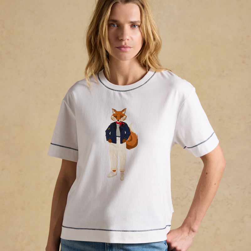 Joules Ladies Graphic Tee Jonty White