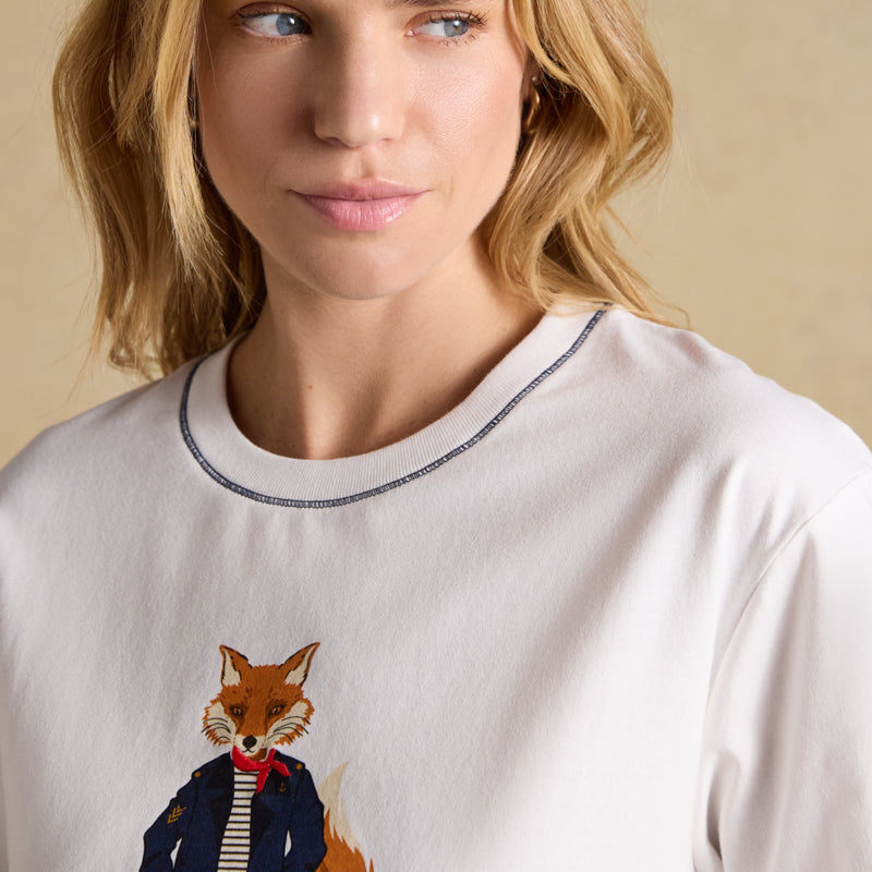 Joules Ladies Graphic Tee Jonty White