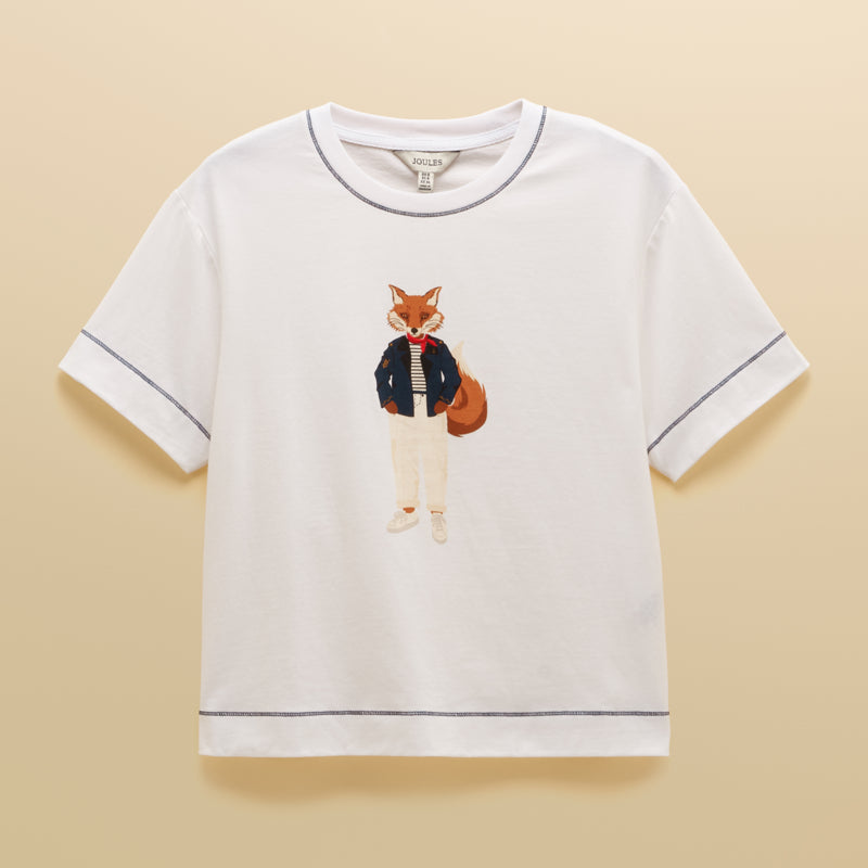 Joules Ladies Graphic Tee Jonty White