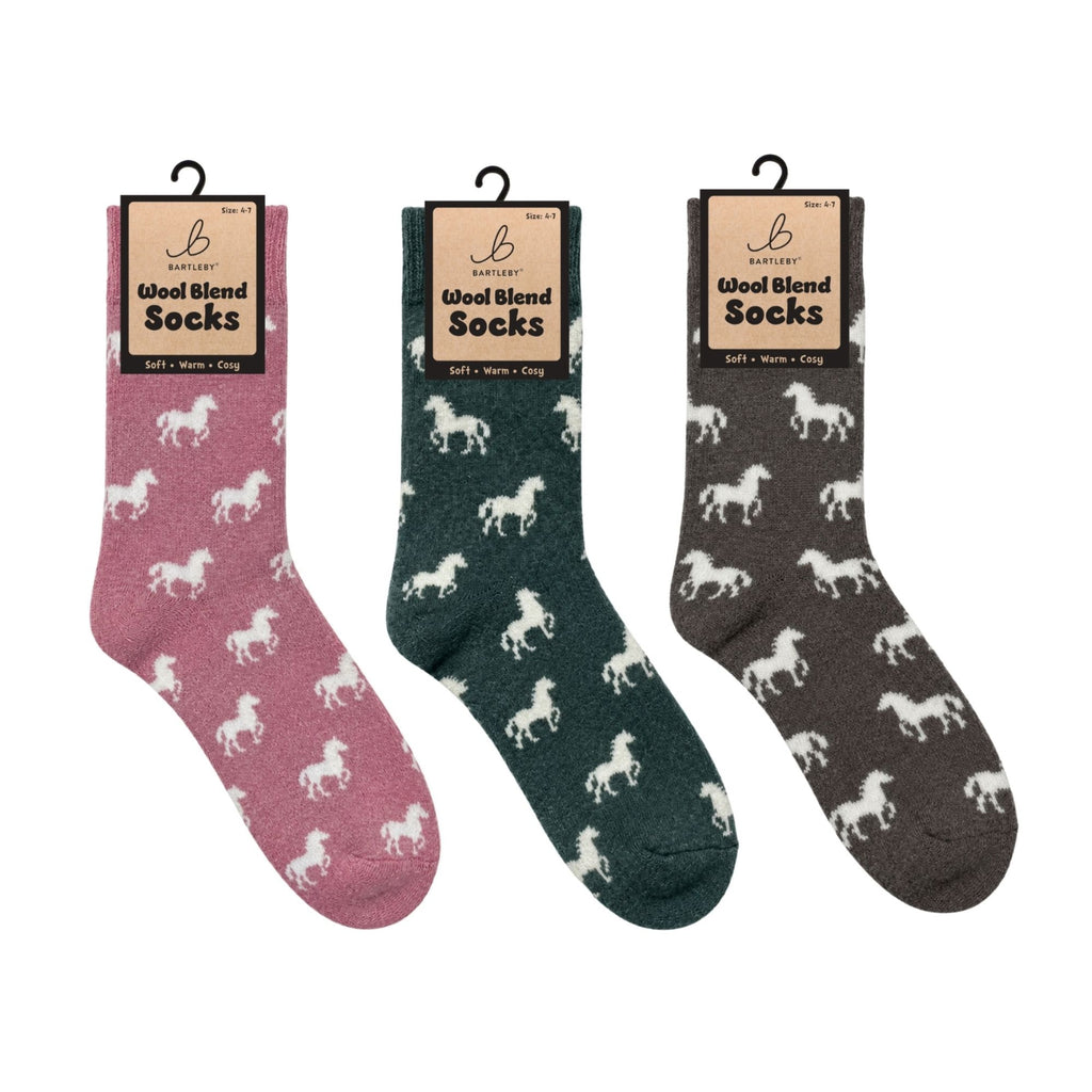 Bartleby Ladies Wool Blend Socks - Horses