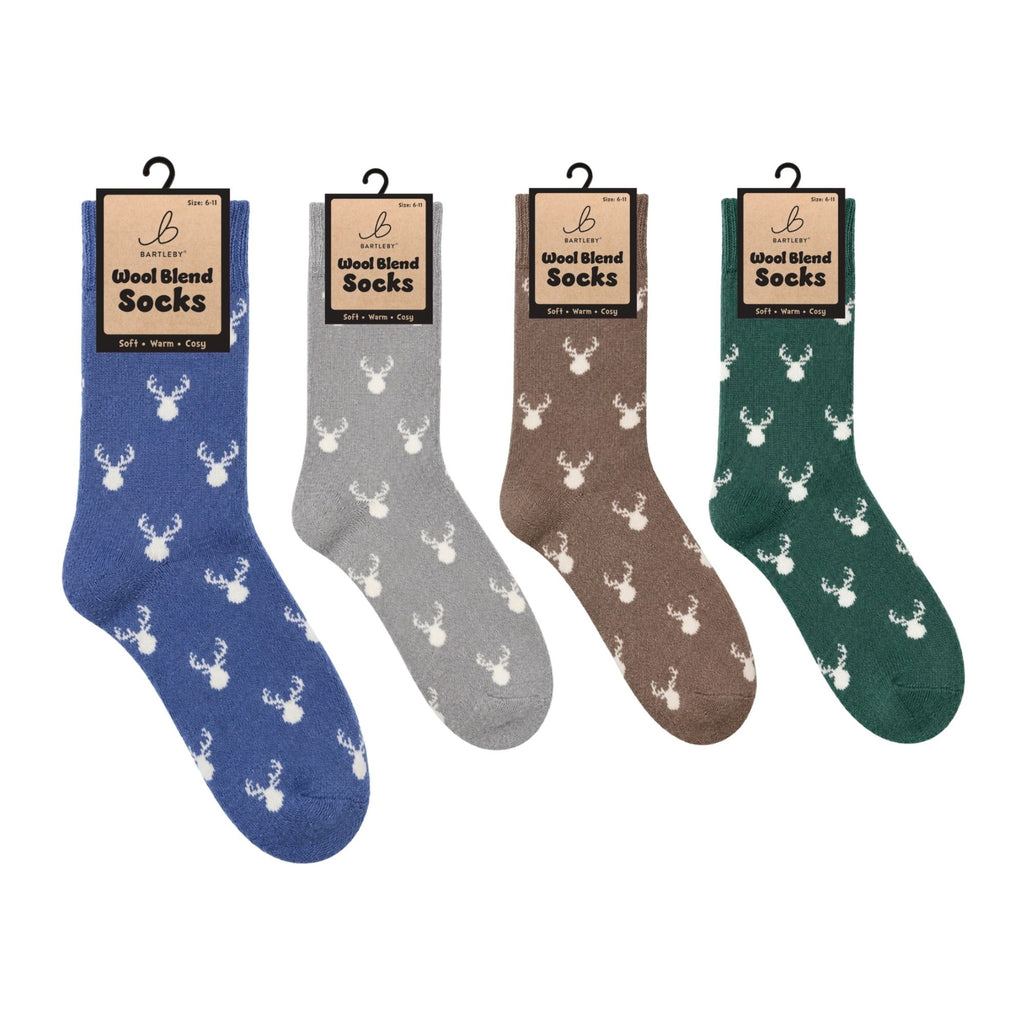 Bartleby Mens Wool Blend Socks - Stags