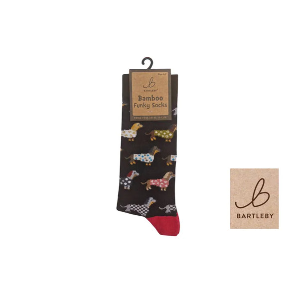 Bartleby Ladies Funky Bamboo Socks - Trendy Daschunds
