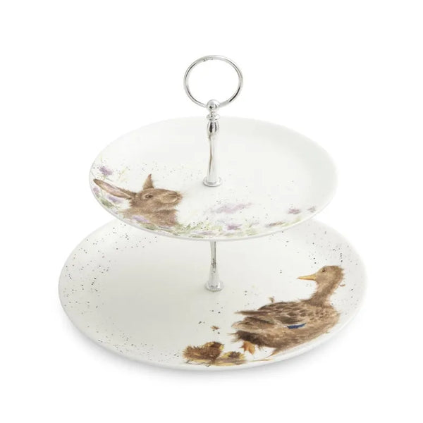 Wrendale Duck and Rabbit 2 Tier Cake Stand