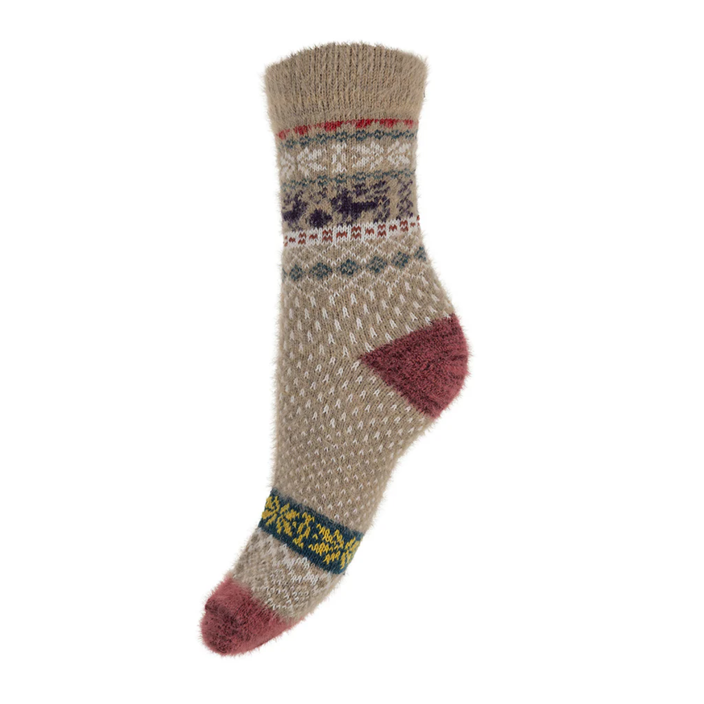 Gemjar Fawn Patterned Wool Blend Socks