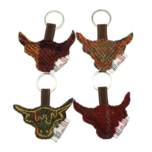 Heather Harris Tweed Key Ring - Highland Cow