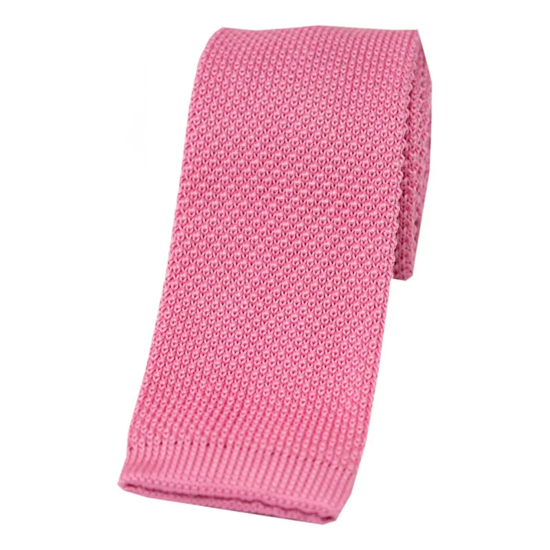 Sax Knitted Luxury Silk Square Cut Tie - Pink